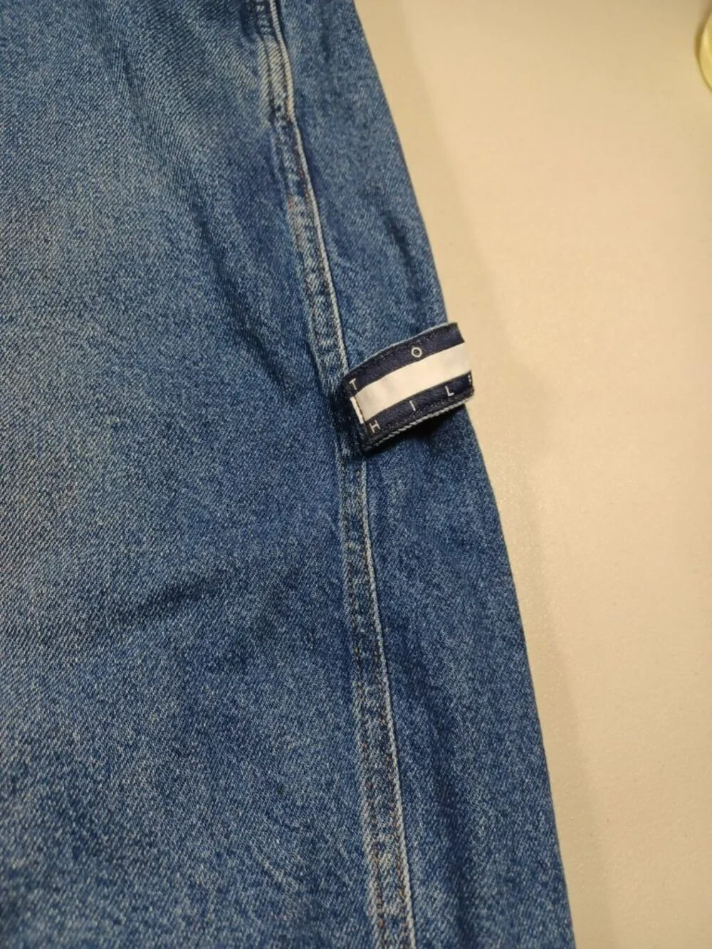 Vintage Y2K Tommy Jeans mens dark wash carpenter denim work shorts 36